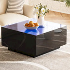 Table basse LED avec plateau en verre trempé dépoli