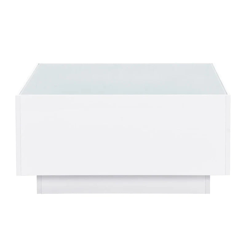 Table basse LED avec plateau en verre trempé dépoli
