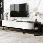 Meuble TV extensible avec 3 tiroirs et pieds réglables en métal (Convient aux téléviseurs jusqu'à 75 pouces)