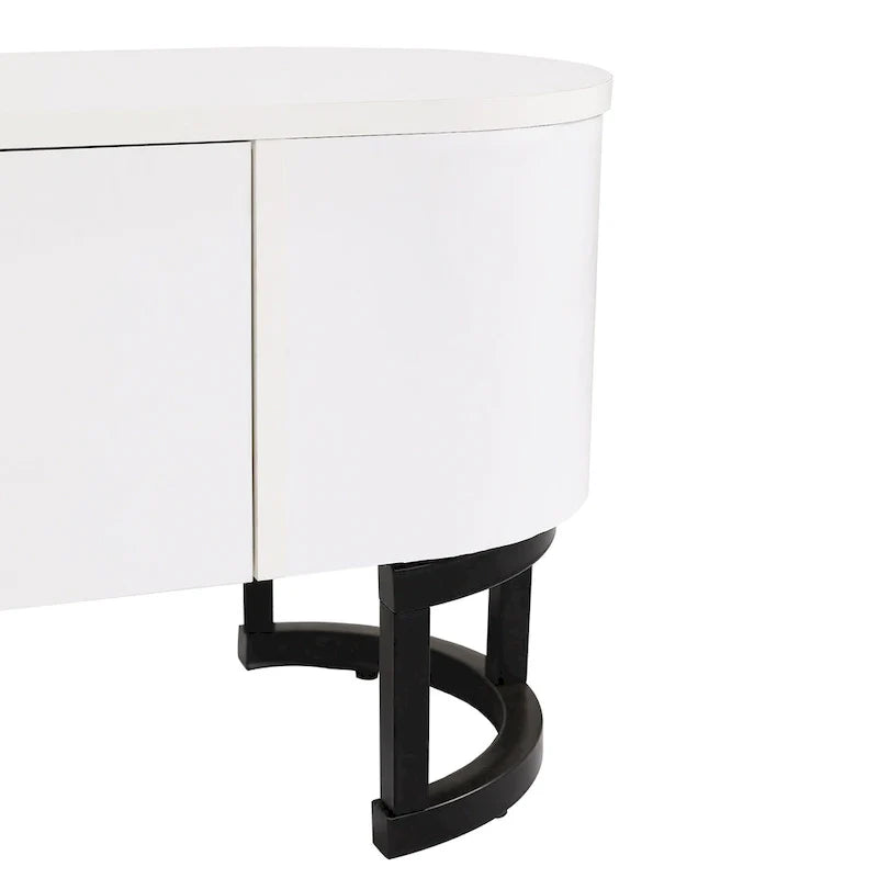 Meuble TV extensible avec 3 tiroirs et pieds réglables en métal (Convient aux téléviseurs jusqu'à 75 pouces)