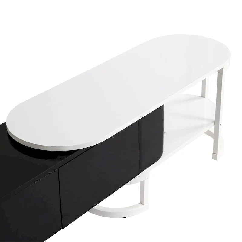Meuble TV extensible avec 3 tiroirs et pieds réglables en métal (Convient aux téléviseurs jusqu'à 75 pouces)