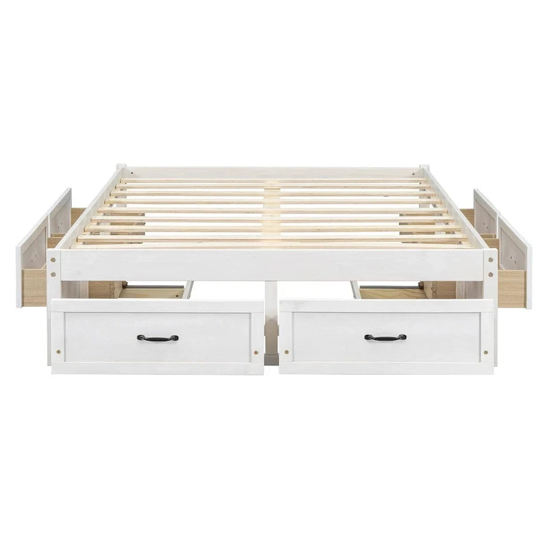 Lit plateforme double avec 6 tiroirs de rangement