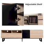 Meuble TV pour téléviseur de 80 pouces avec double espace de rangement, console multimédia, centre de divertissement avec porte abattante