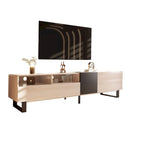 Meuble TV pour téléviseur de 80 pouces avec double espace de rangement, console multimédia, centre de divertissement avec porte abattante