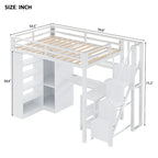 Lit mezzanine en métal avec bureau, armoire et escalier intégré – Lit simple/double