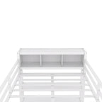 Lit mezzanine double en métal avec armoire, bureau en L et rangement