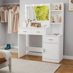 Coiffeuse de maquillage avec tiroirs et armoire de rangement - 40 x 110 x 142 cm