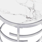 Table d'appoint ronde avec plateau en pierre frittée et cadre en métal