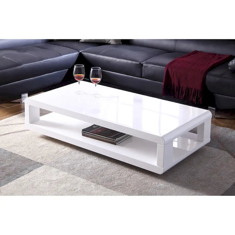 Table basse 48" Euro laquée blanche moderne
