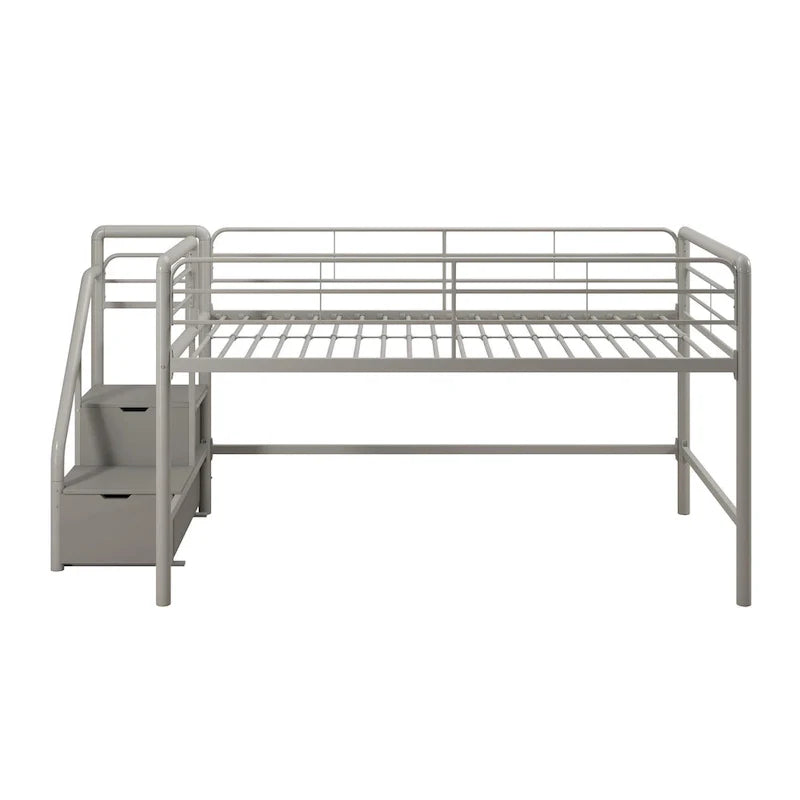 Lit mezzanine double junior avec marches de rangement