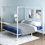 Cadre de lit plateforme baldaquin en métal blanc King Size