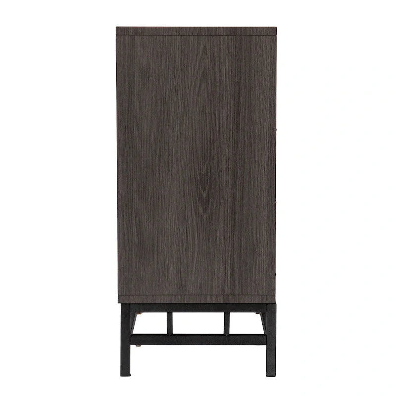 Meuble TV avec cheminée électrique en bois gris contemporain