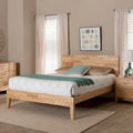 Lit plateforme sculpté en nid d'abeille – Bois naturel