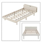 Cadre de lit plateforme en bois pour lit jumeau avec port de chargement USB