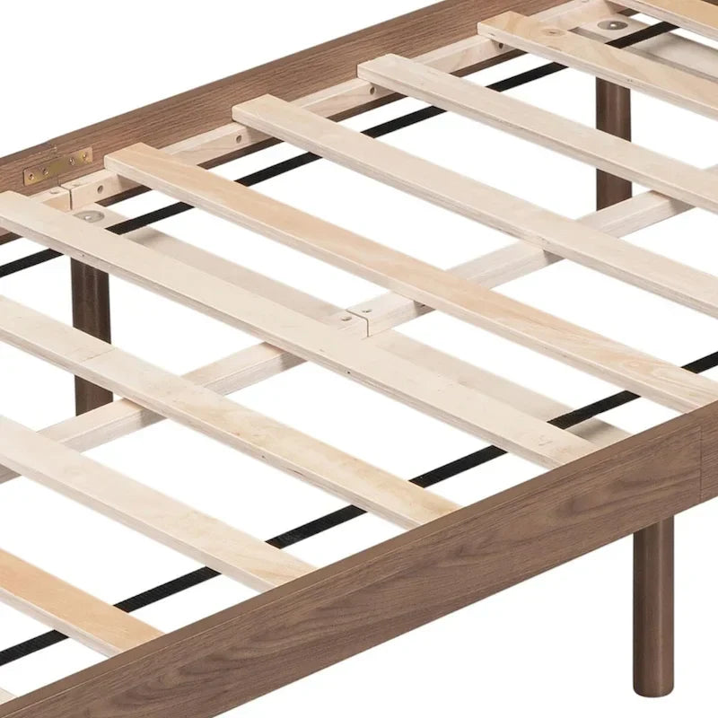 Cadre de lit plateforme en bois pour lit jumeau avec port de chargement USB