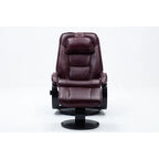 Fauteuil inclinable pivotant en cuir pleine fleur avec ottoman
