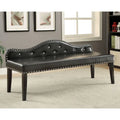 Banc d'appoint capitonné moderne en similicuir noir