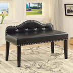 Banc d'appoint capitonné moderne en similicuir noir